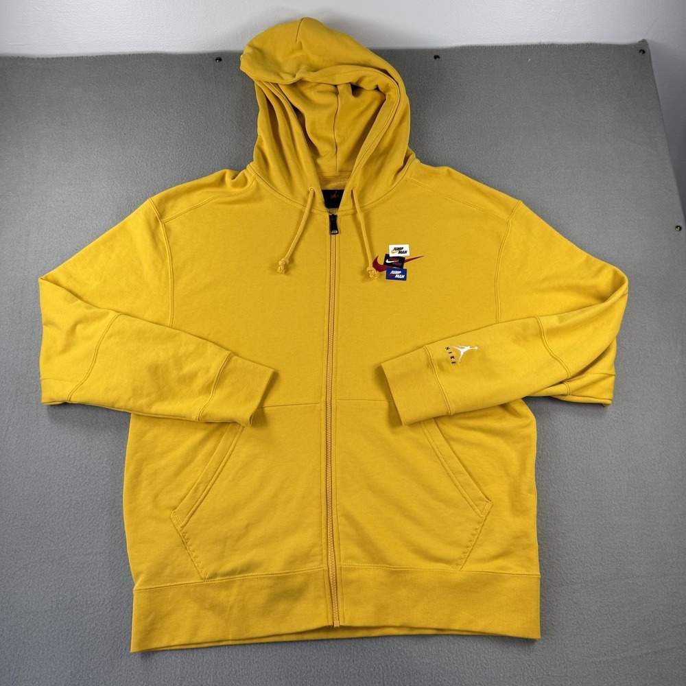 Jordan Jumpman Nike Mens XL Yellow Full Zip Hoodie Sweatshirt DH7726-781